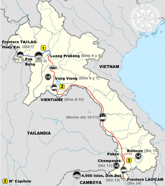 Ruta trazada por Laos (se puede agrandar)