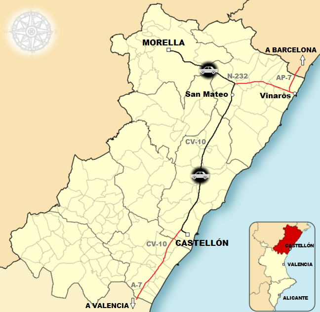 Localización de Morella en la provincia